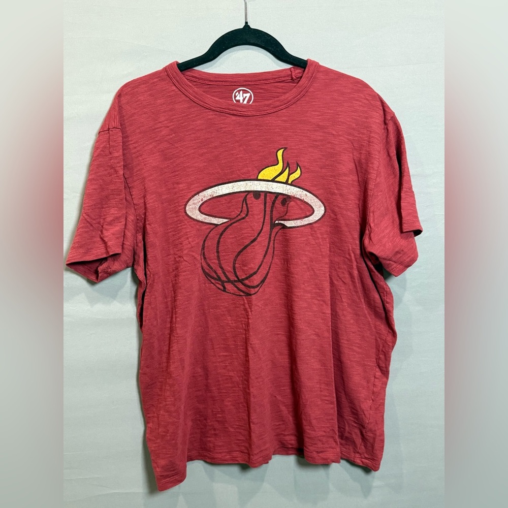 💜 47 Brand Red Miami Heat T-shirt Large